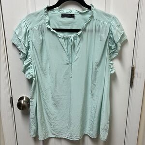Vineyard Vines Light Green Ruffle Blouse